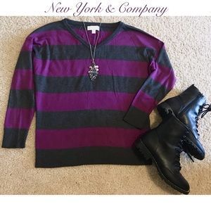 Purple & Gray Striped Sweater